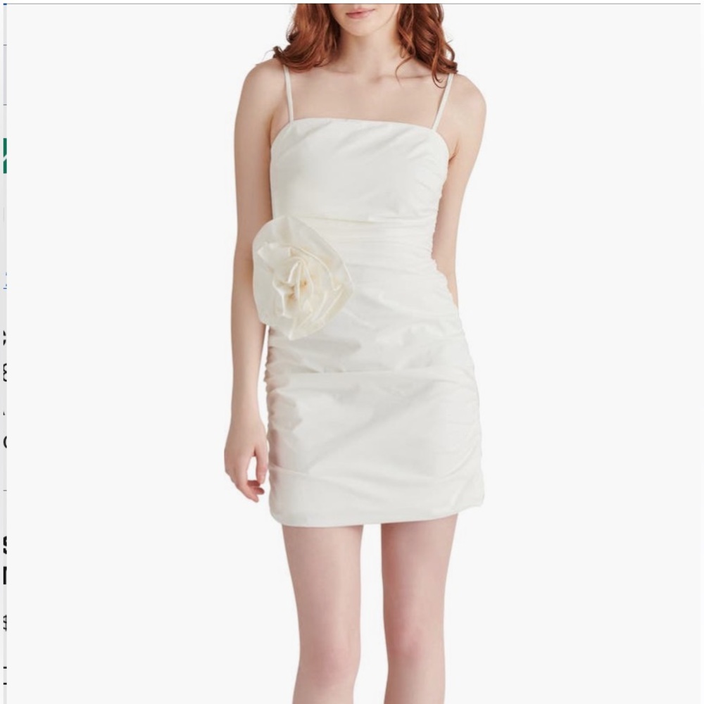 New Steve Madden Andria Rosette Mini Dress White Women's Sz 16 Plus Short Party